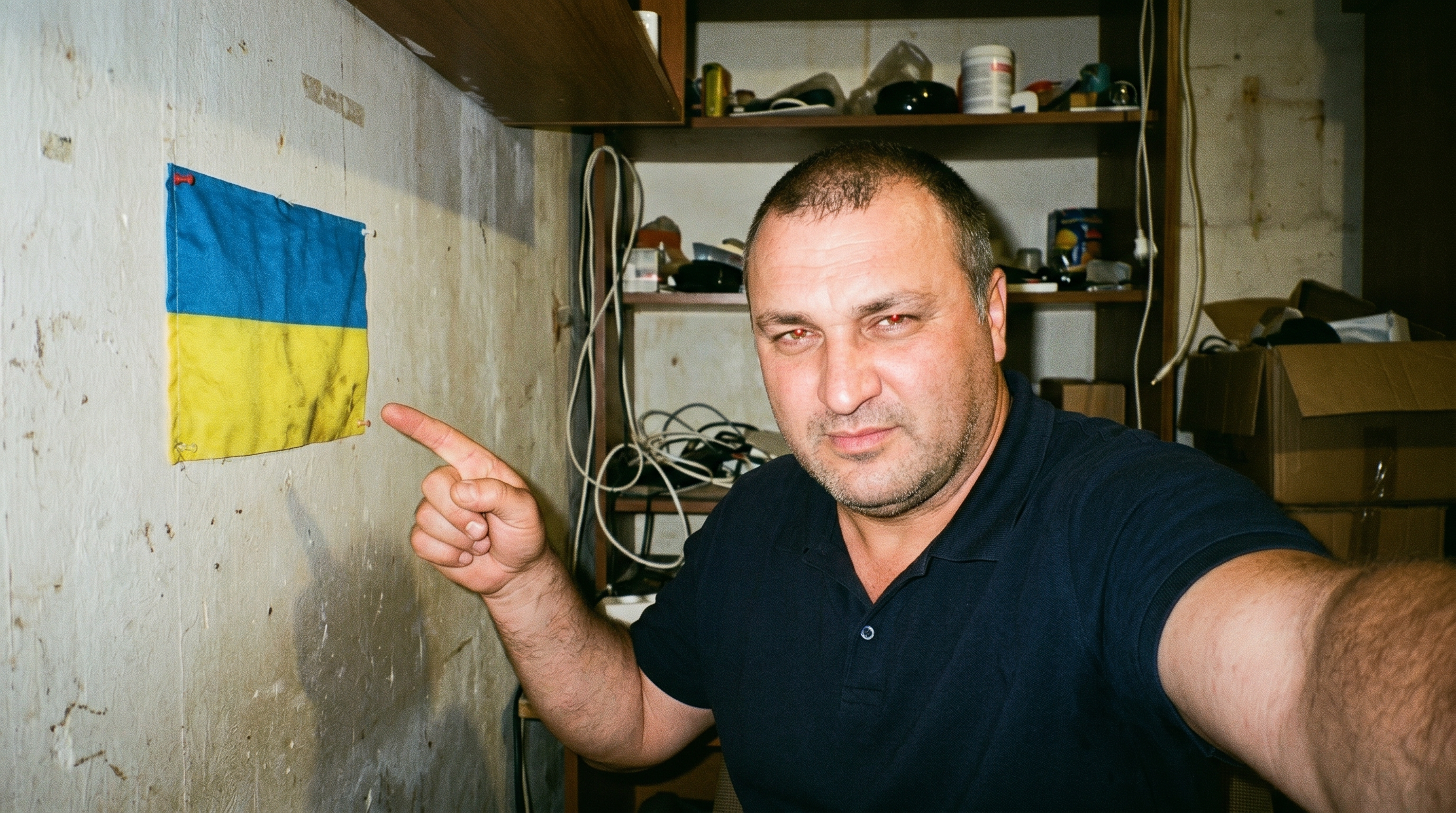 Смайлик рядом с украинским флагом